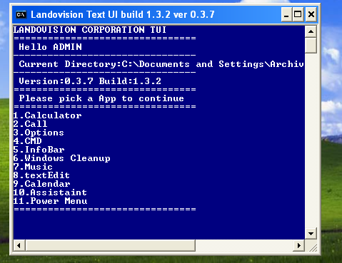Windows XP DOS System - LV-TUI 1.3.2/3.7.0 running